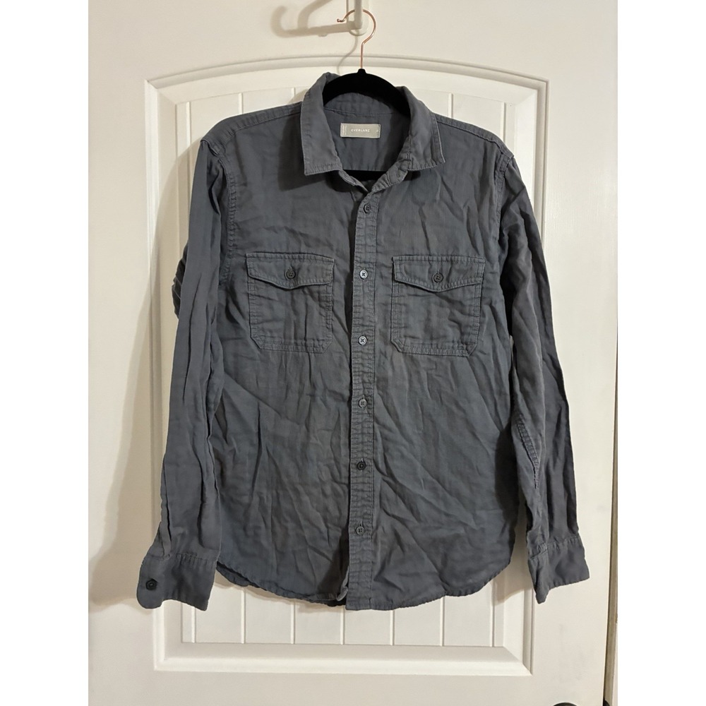 Everlane Men's Button Up Utility Shirt Size M Gray Dual Pocket Long Sleeve